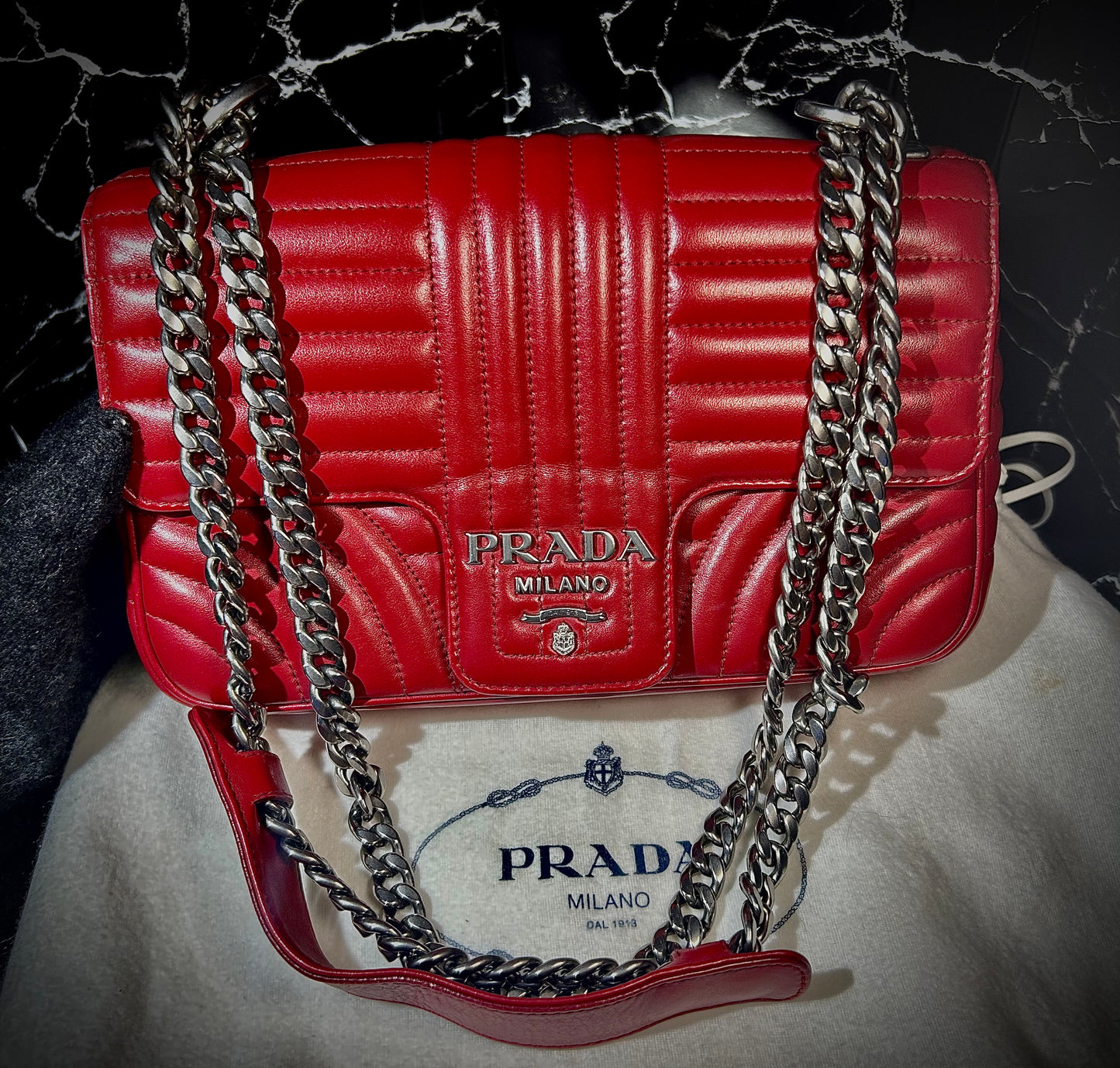 Prada Diagram Chain Shoulder Bag