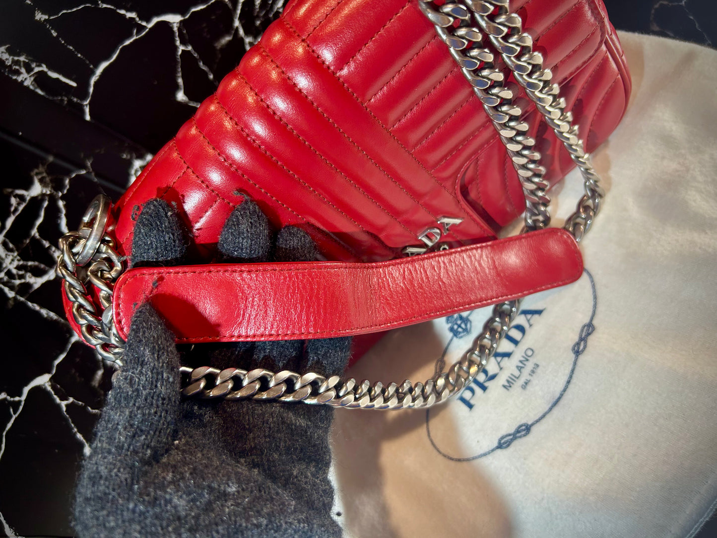 Prada Diagram Chain Shoulder Bag