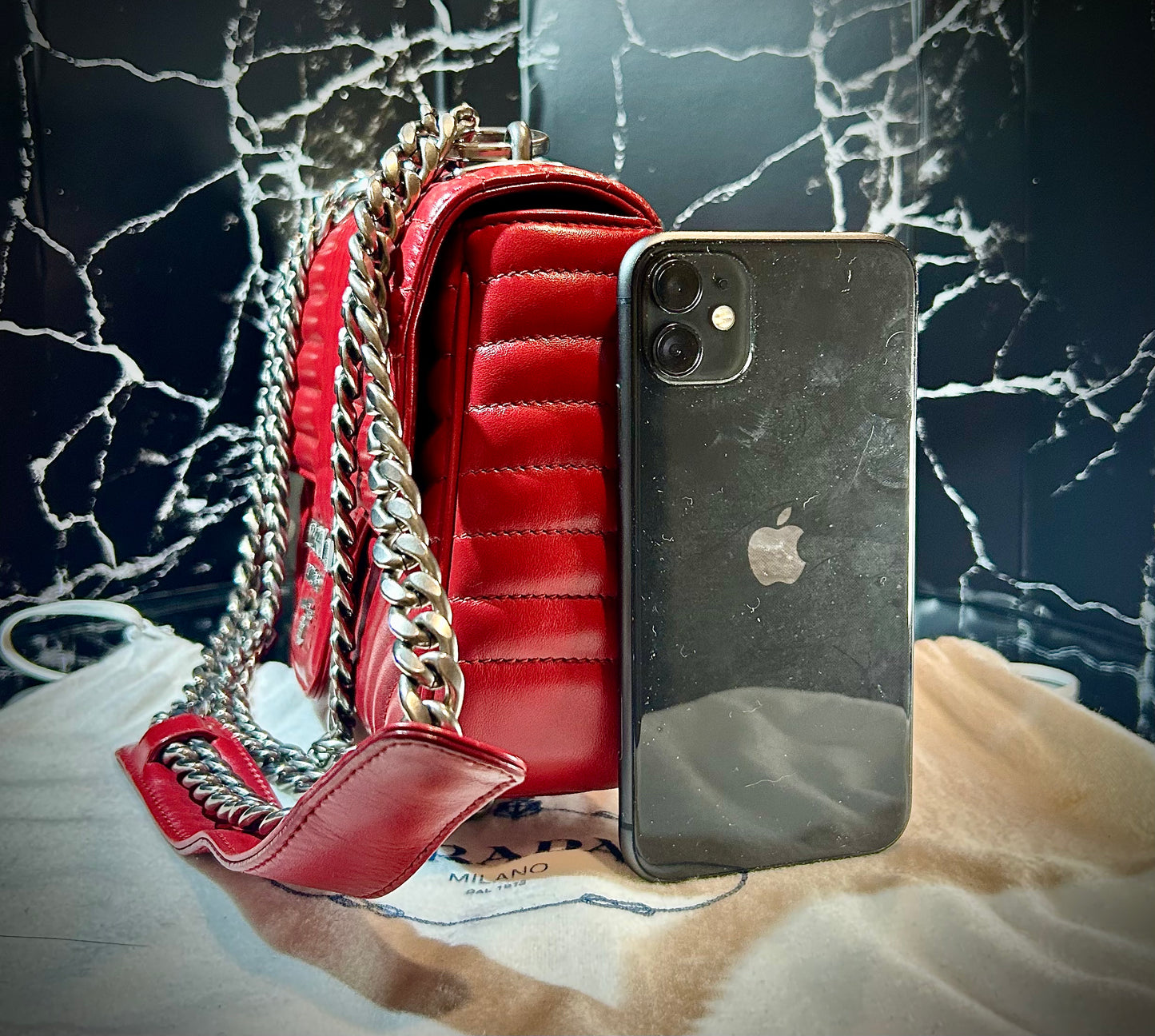 Prada Diagram Chain Shoulder Bag